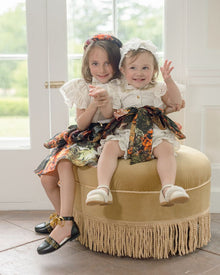 Girl | Alexis Foliage Print Romper | White