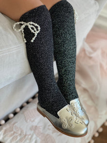 Girl | Perla Shimmer Socks Charcoal | Black