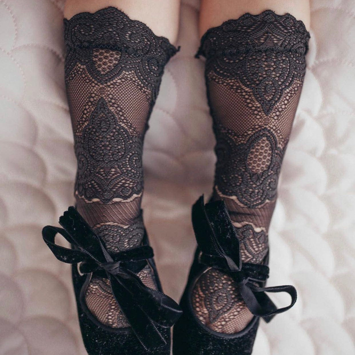 Girl | Alice Lace Socks Charcoal | Black
