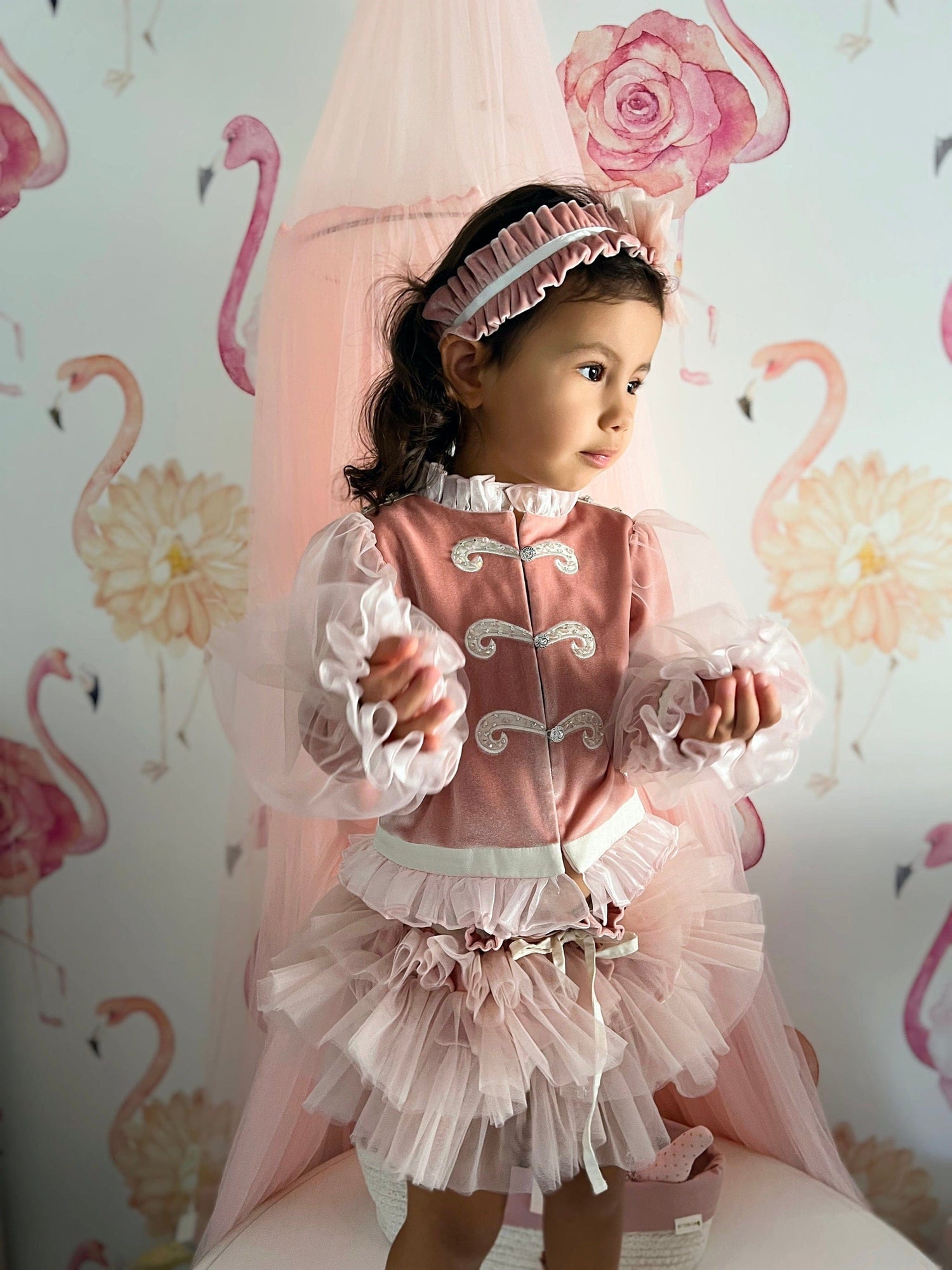 Girl | Clara Velour Jacket and Bloomers Set | Pink