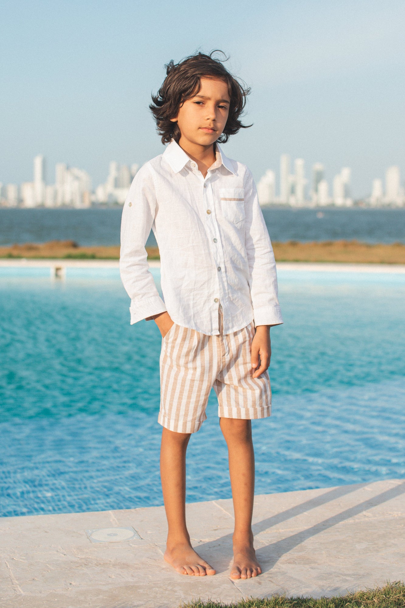 Ashton Striped Linen Shorts and Top Set - Petite Maison Kids