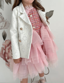 Girl | Lace Overlay Blazer | White