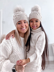 Women | Sandstone Merino Wool Adult Beanie Hat | Beige