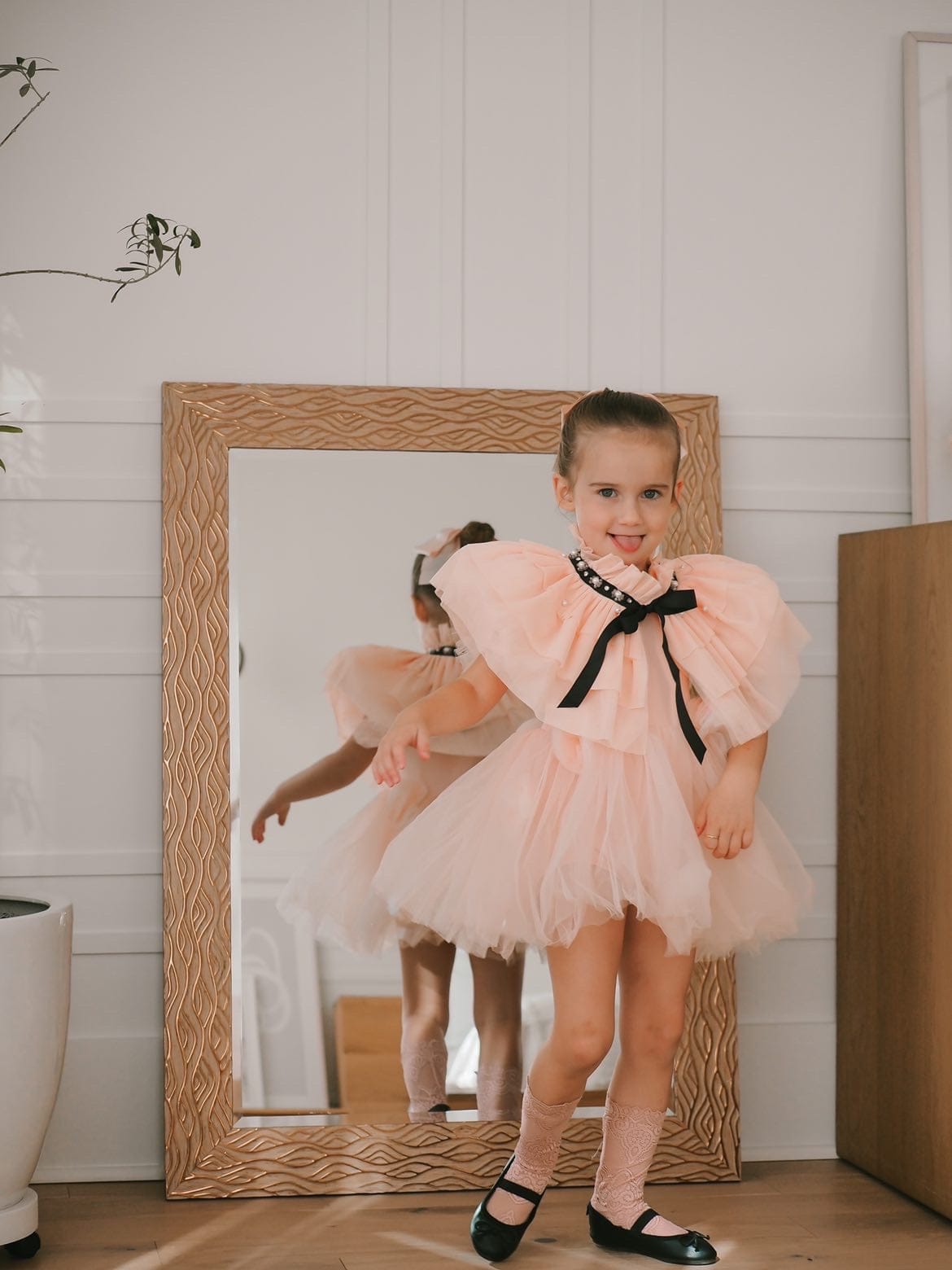 Girl | Victorian Tulle Cape | Peach