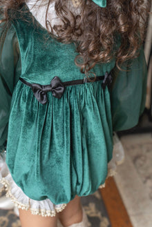 Girl | Aurora Royal Velour Romper | Green