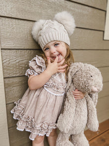Unisex | Sandstone Merino Wool Kids Double Pom Hat | Beige