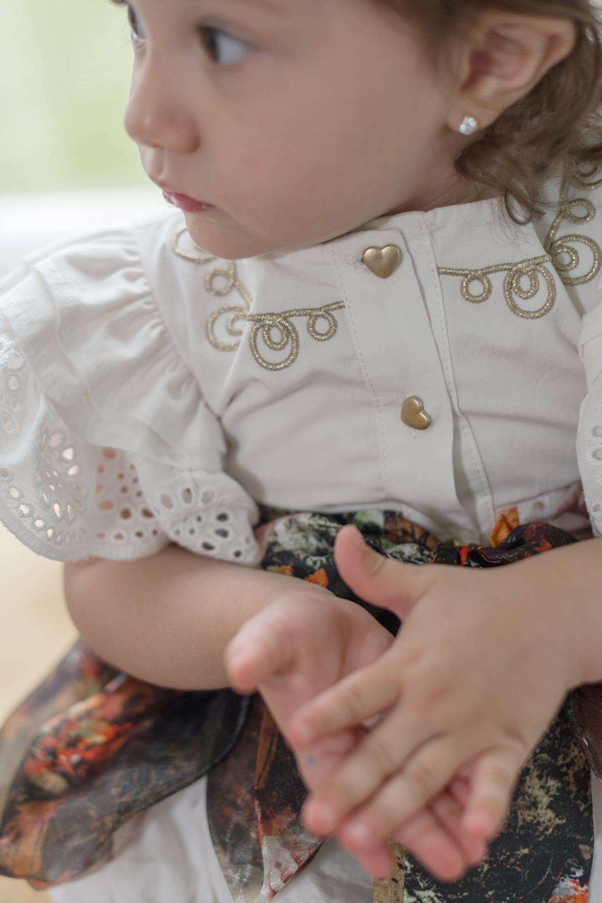 Girl | Alexis Foliage Print Romper | White