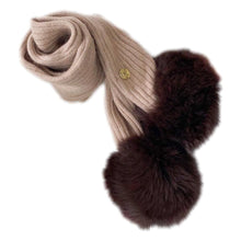 Misha Ribbed Angora Scarf Brown Fur Poms - Petite Maison Kids
