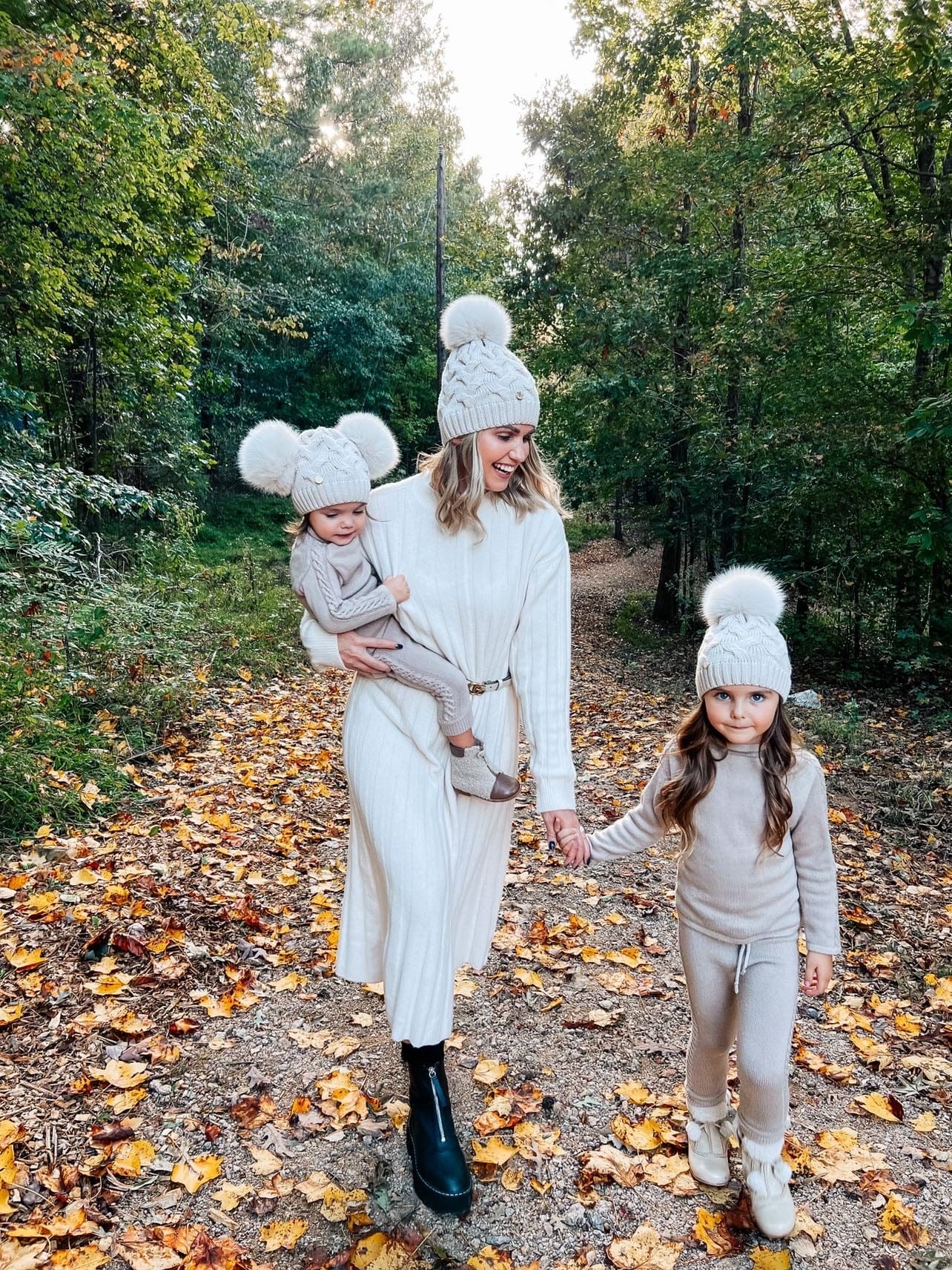 Unisex | Sandstone Merino Wool Kids Double Pom Hat | Beige