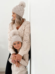 Unisex | Sandstone Merino Wool Kids Beanie Hat | Beige