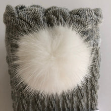 Girl | Grey Knee High Socks with Poms Pom | Gray x White