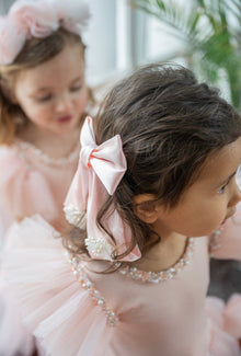 Anise Satin Embroidered Hair Bows - Petite Maison Kids