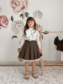 Girl | Gwen Blouse With Ruffle Trim | White x black