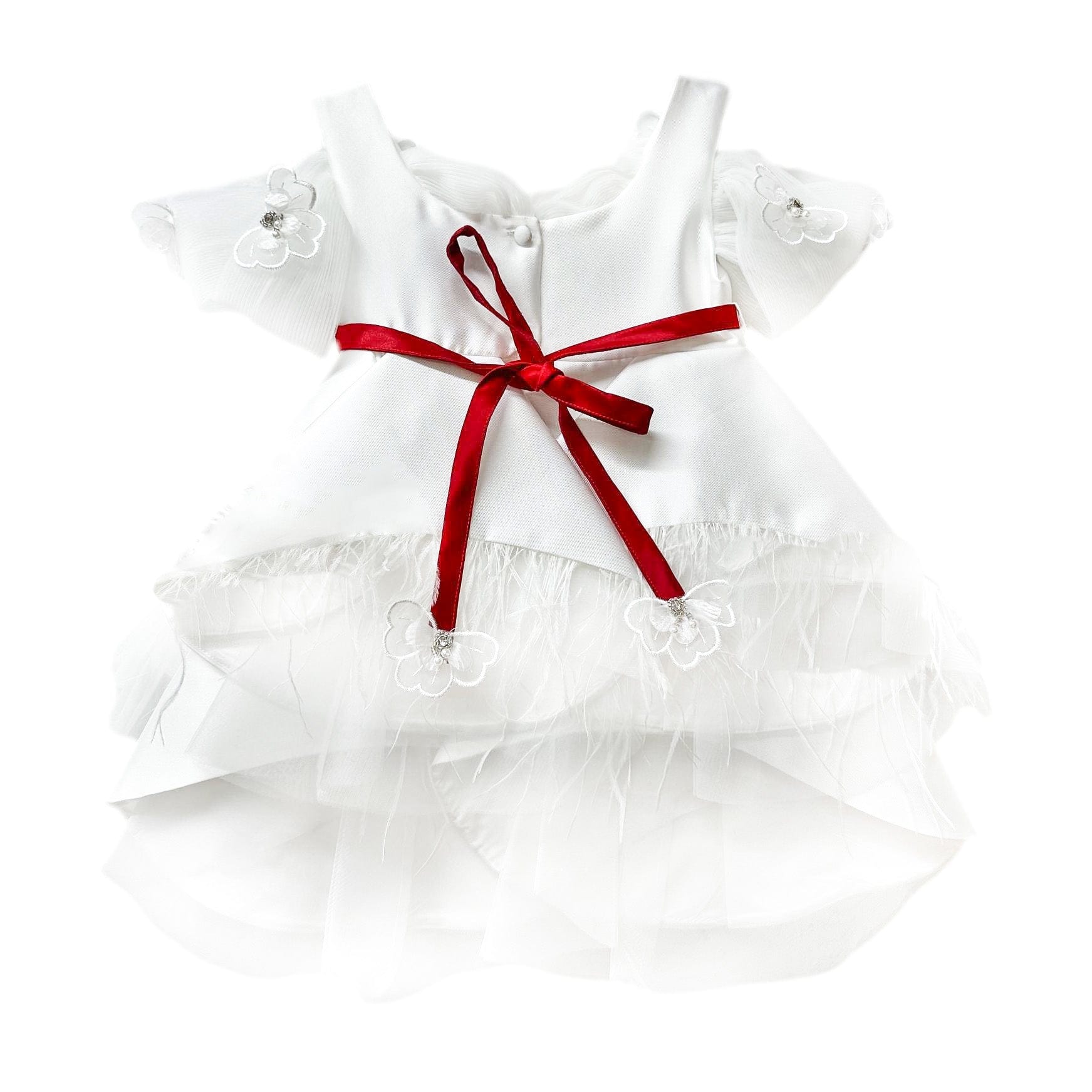 Girl | Constanza Ceremony Dress with Bow | White x Red