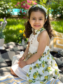 Girl | Amalfi Lemon Dress | White x Green x Yellow