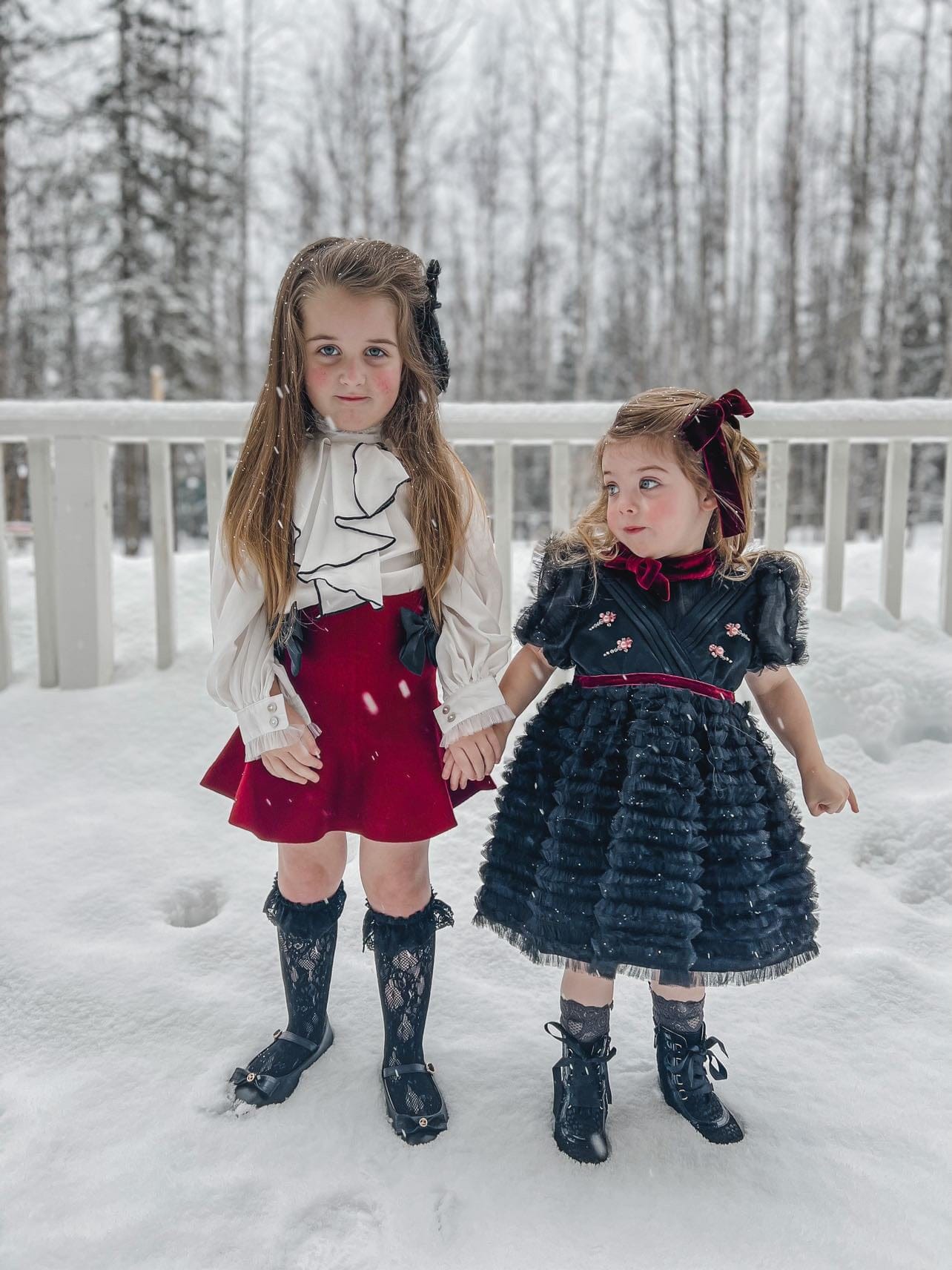 Girl | Gwen Blouse With Ruffle Trim | White x black