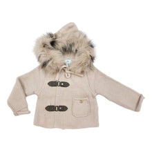Unisex | Honeycomb Cashmere Pram Coat with Animal Print Trim | Beige