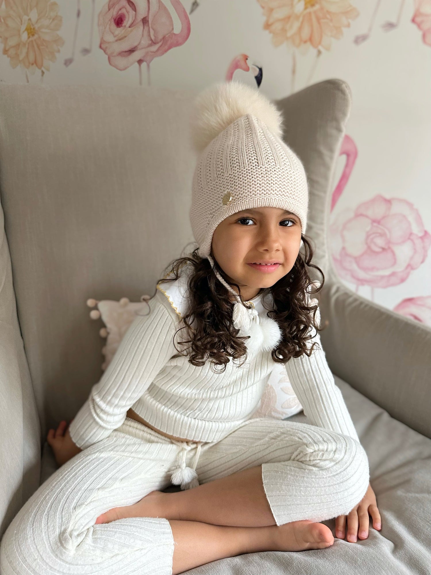 Unisex | London Cashmere Aviator Hat | Beige