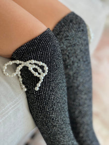 Girl | Perla Shimmer Socks Charcoal | Black