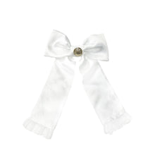 Girl | Satin Tuxedo Hair Bow | White