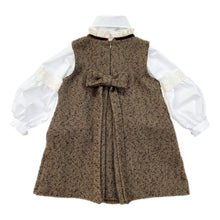 Girl | Herringbone Dress and Blouse Set | Brown x White