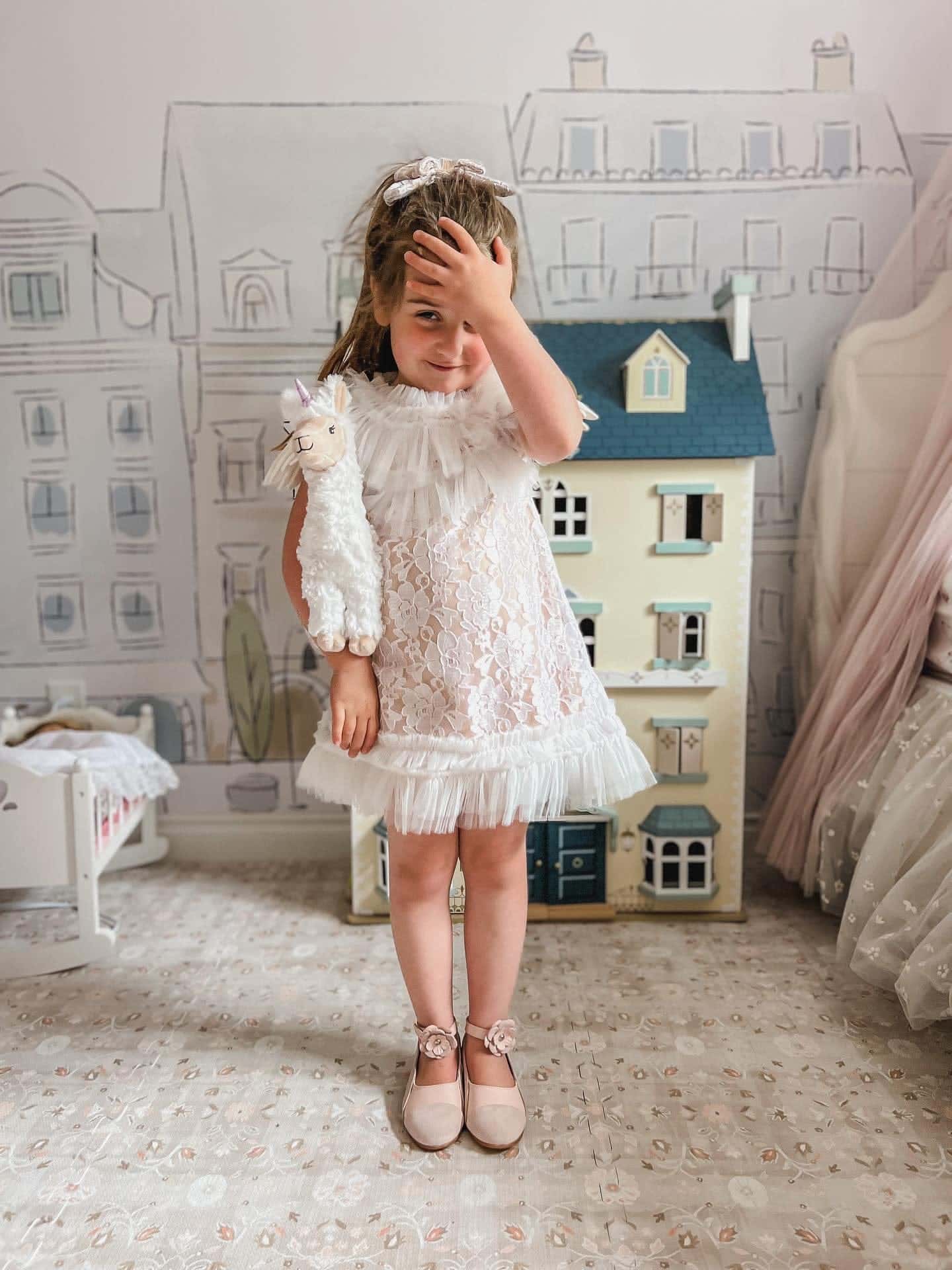 Girl | Dove Lace Overlay Dress | Beige