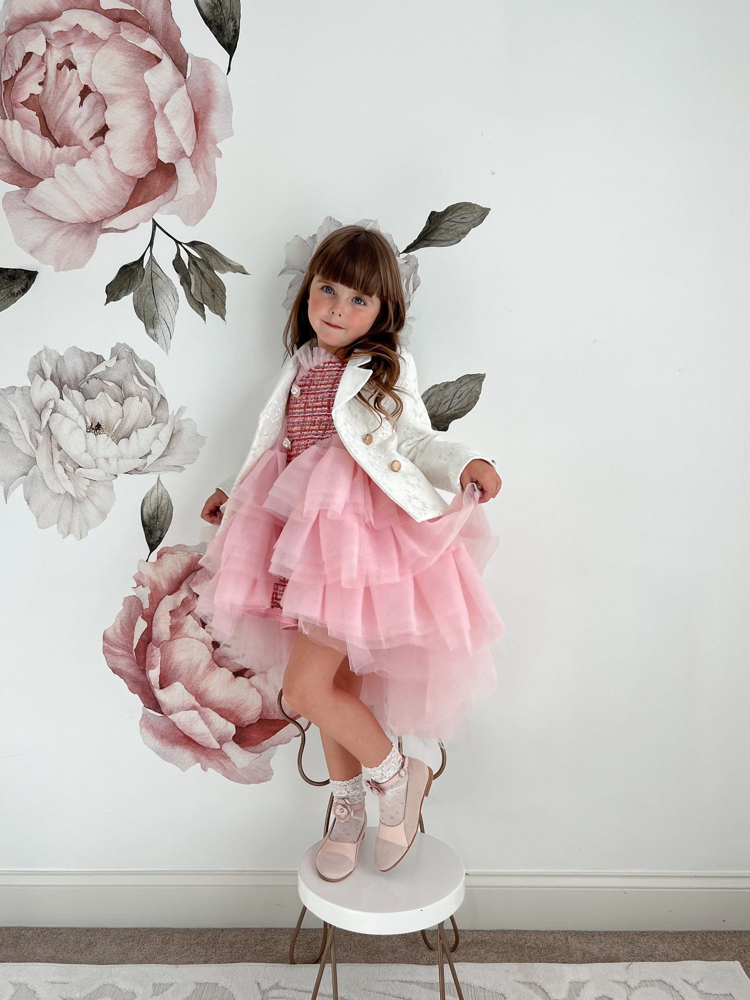 Girl | Lace Overlay Blazer | White