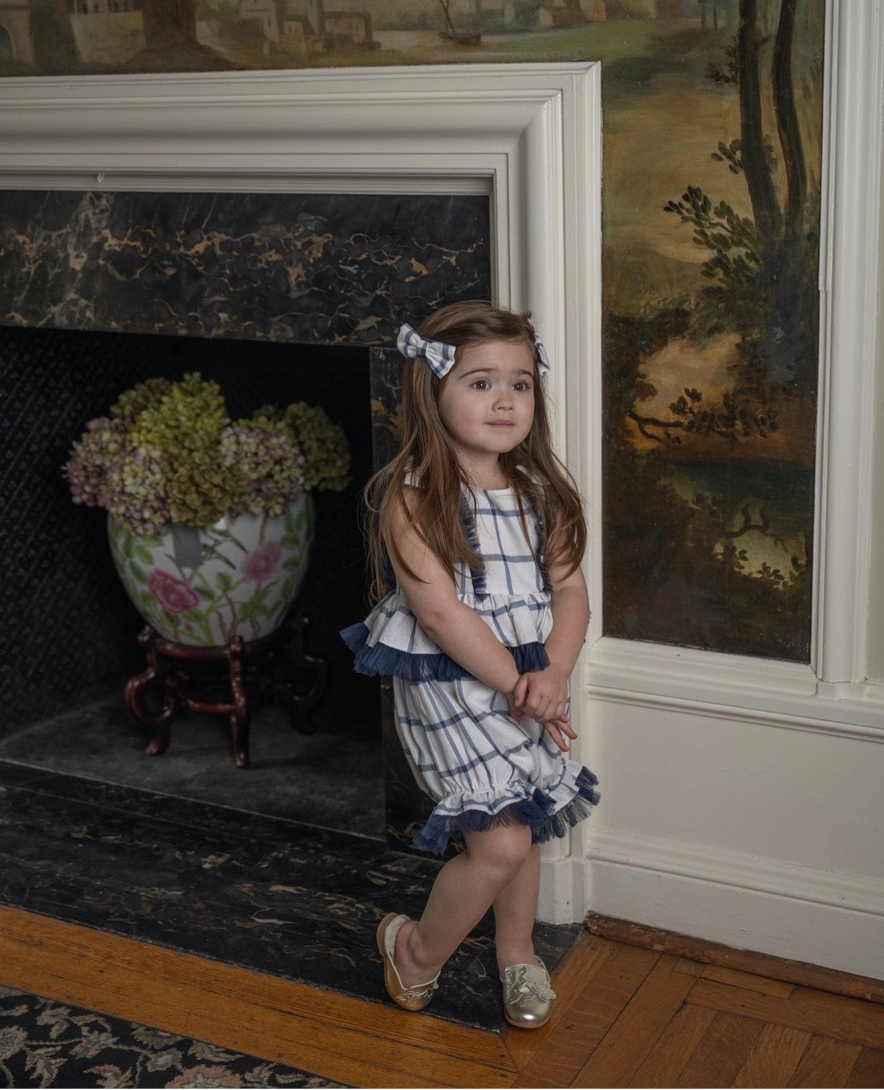 Checkered Linen Pigtail Bows - Petite Maison Kids