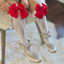 Girl | Lola Lace Socks with Satin Bow | White x Red