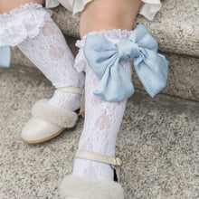 Girl | Lola Lace Socks with Satin Bow | White x Blue