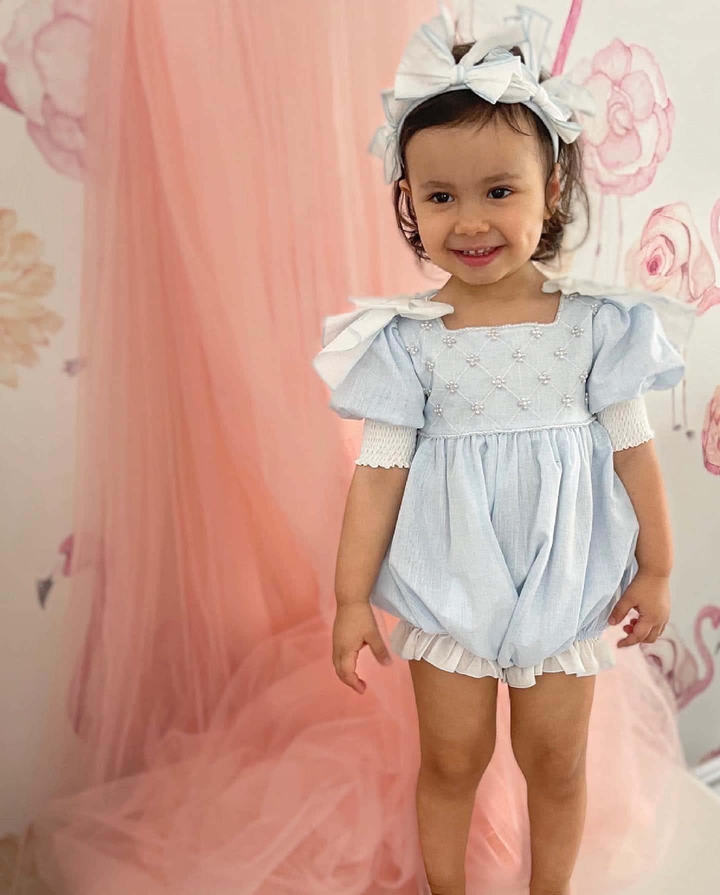 Charlotte Baby Blue Romper - Petite Maison Kids