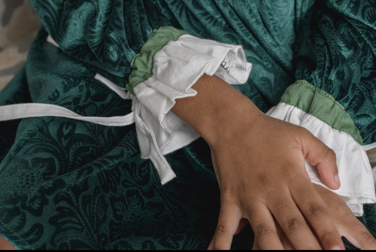 Girl | Everly Damask Velour Dress | Green