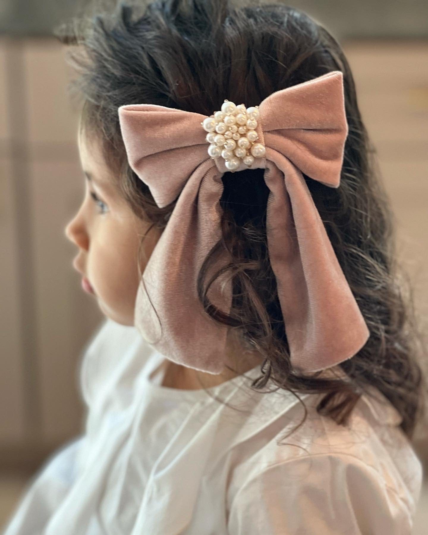 Girl | Dusty Velour Hair Bow | Pink