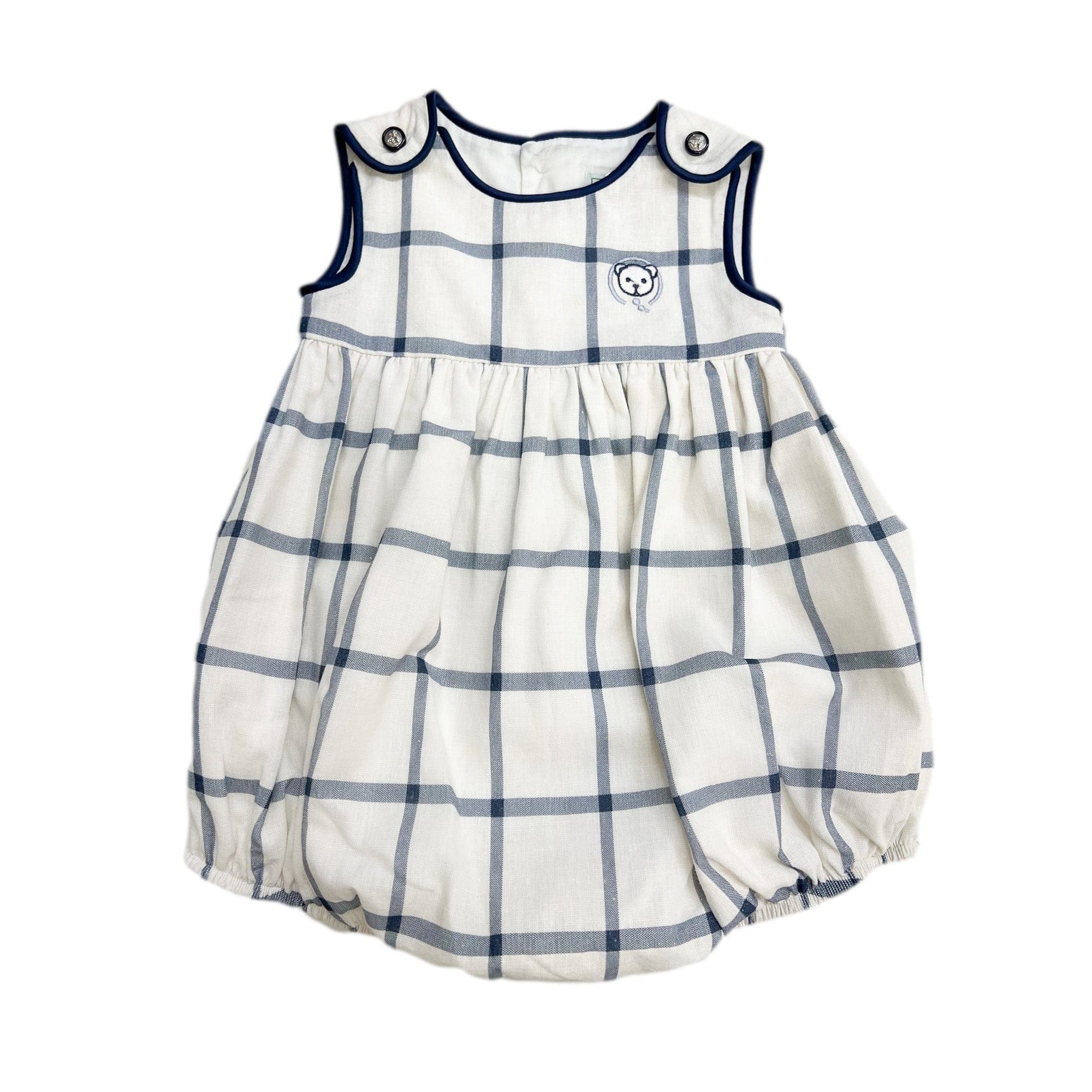 Checkered Linen Romper - Petite Maison Kids