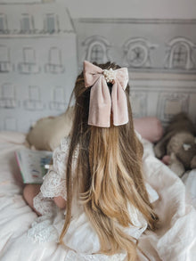 Girl | Dusty Velour Hair Bow | Pink