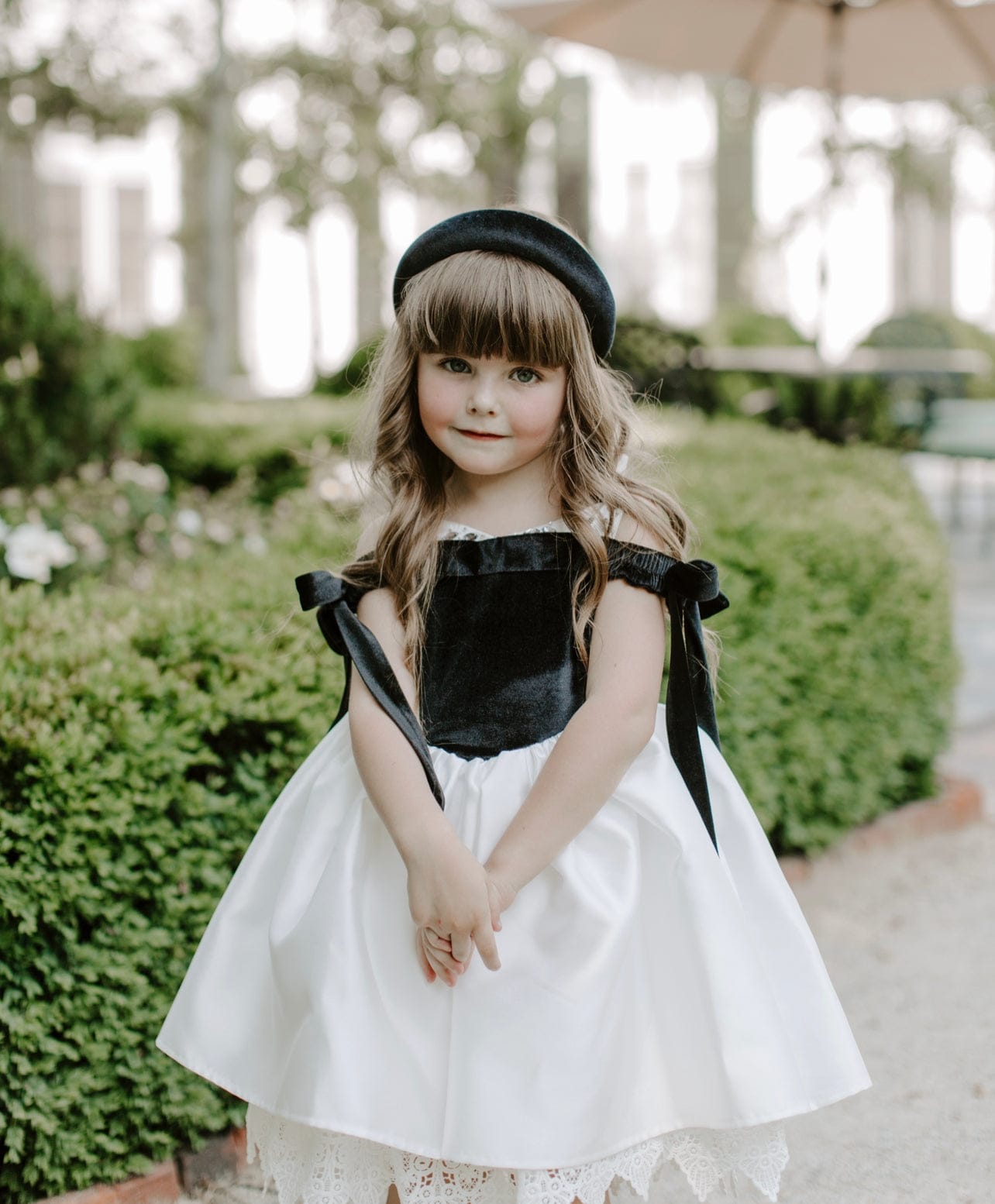 Girl | Audrey Velour Top and Sateen Dress | Black x White