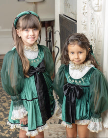 Girl | Aurora Royal Velour Romper | Green