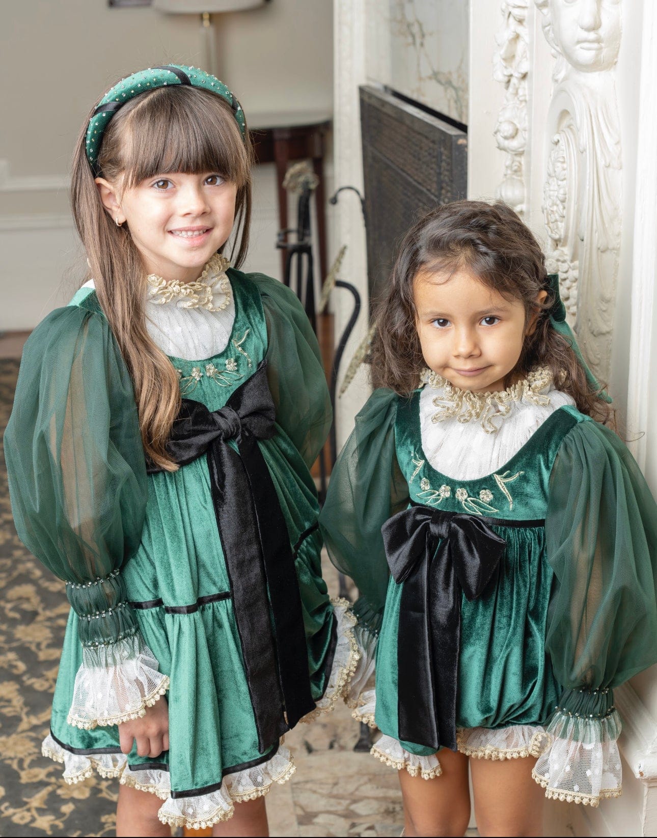 Girl | Aurora Royal Velour Romper | Green