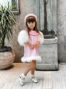 Ella Knit Pink Feather Dress - Petite Maison Kids