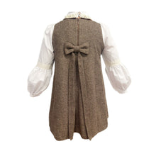 Women | Herringbone Tweed Mom Dress | Brown x White
