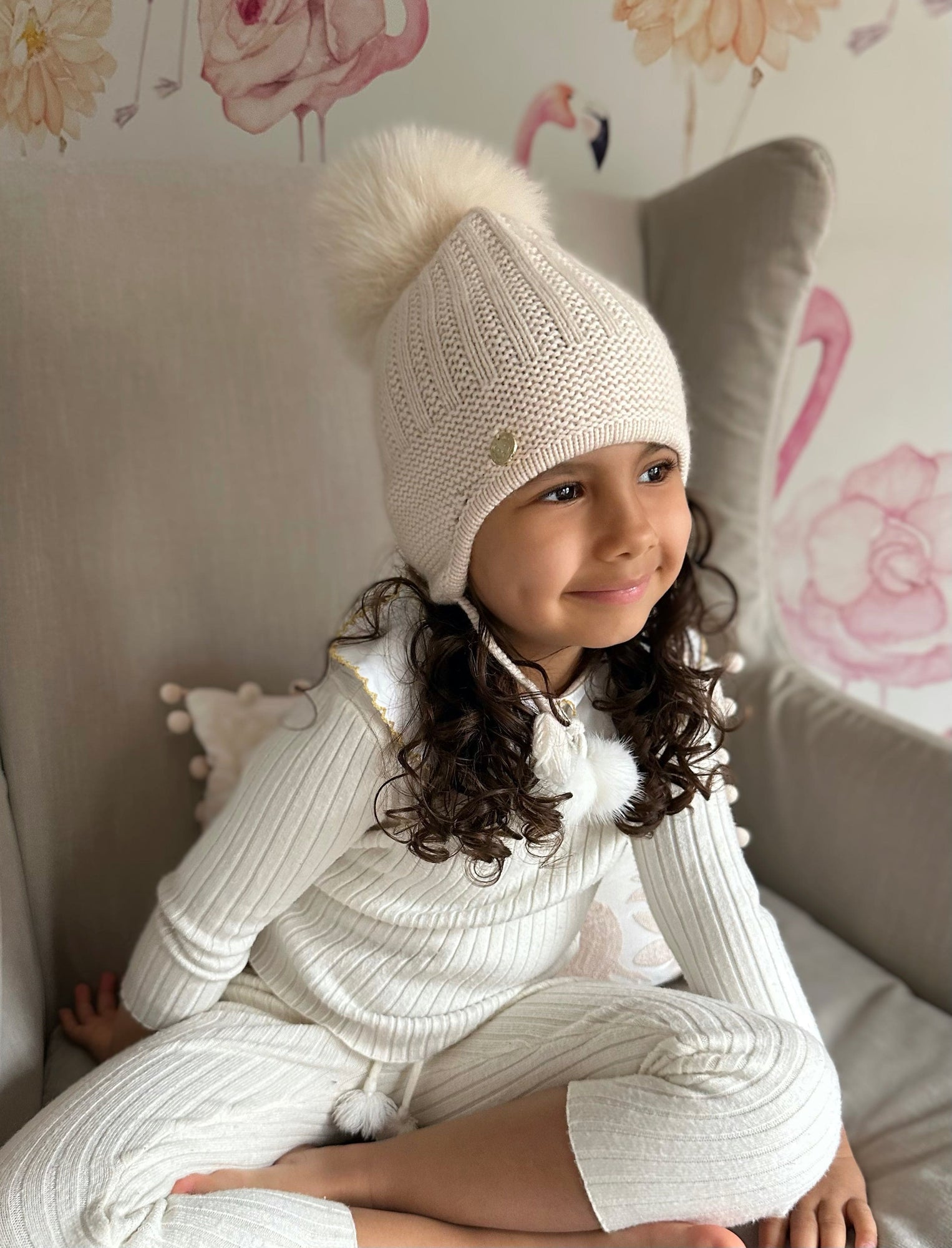 Unisex | London Cashmere Aviator Hat | Beige