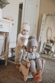 Unisex | Ribbed Cotton Playsuit Grey | Gray