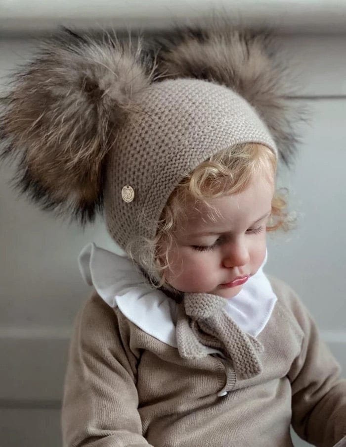 Honeycomb Beige Cashmere Bonnet - Petite Maison Kids