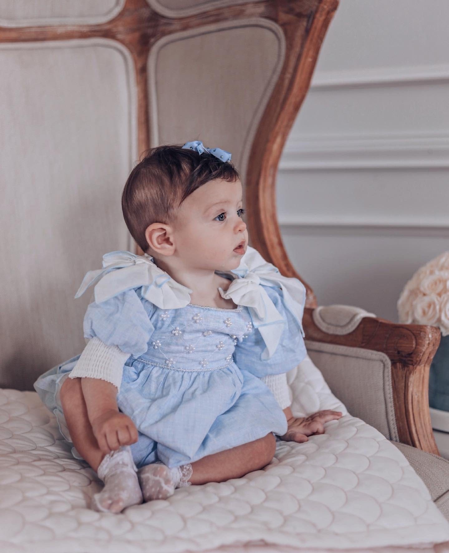 Charlotte Baby Blue Romper - Petite Maison Kids