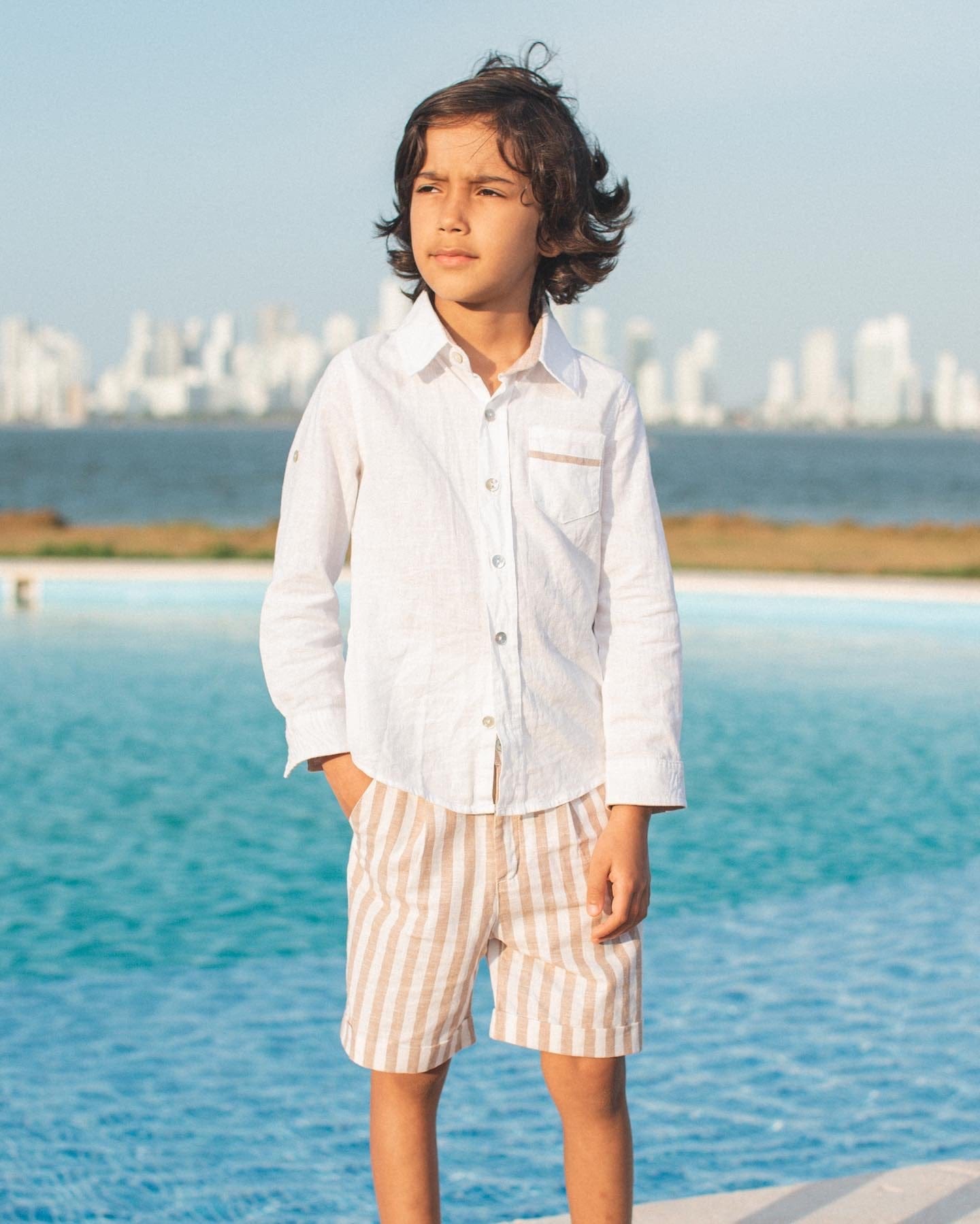 Ashton Striped Linen Shorts and Top Set - Petite Maison Kids