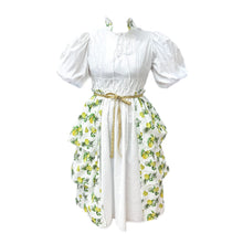 Women | Amalfi Lemon Print Linen Mom Dress | White x Green x Yellow
