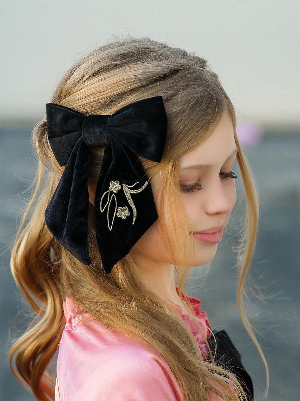 Girl | Aurora Velvet Hair Bow | Black