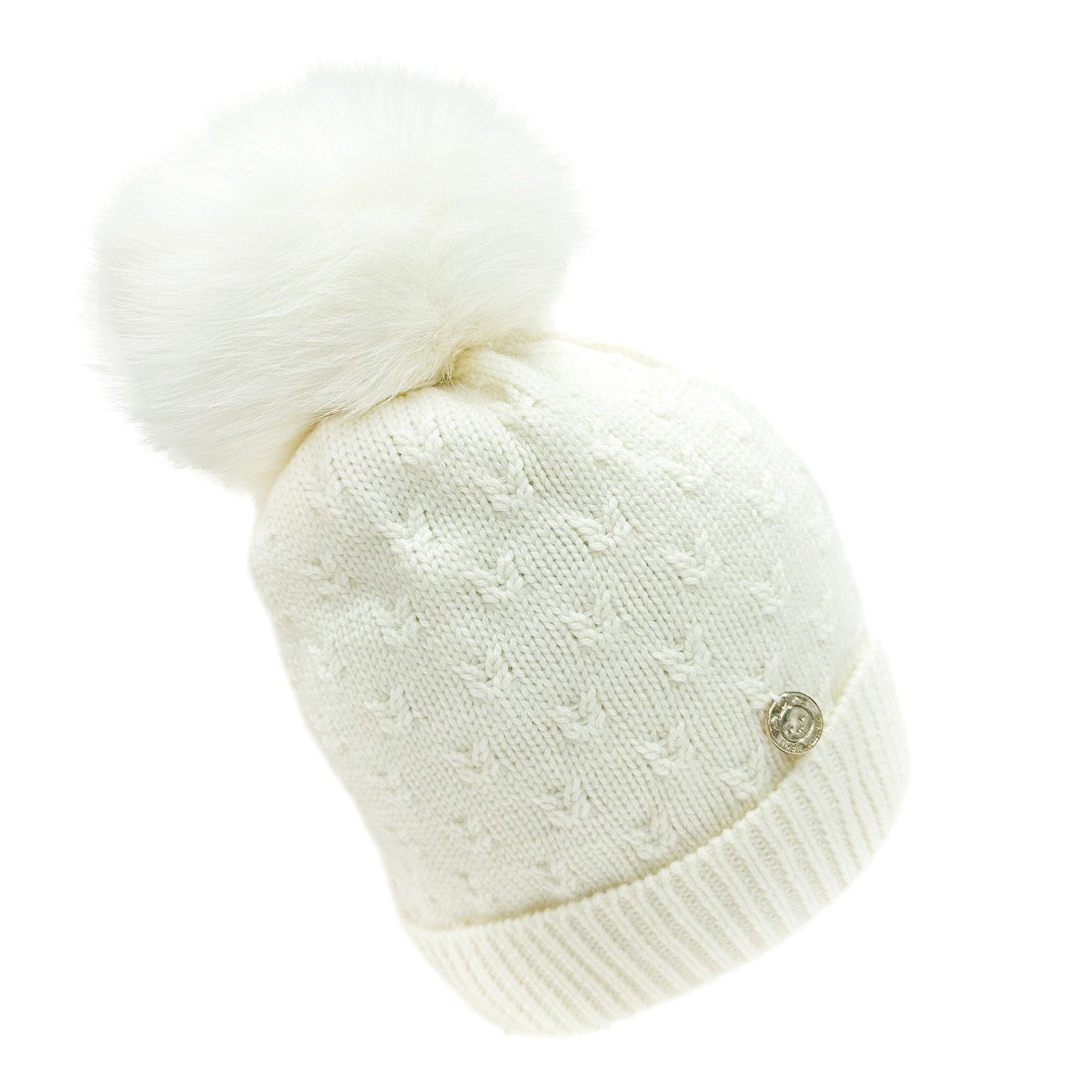Unisex | Parker Merino Wool Faux Fur Beanie Hat | Ivory