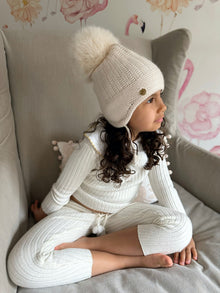 Unisex | London Cashmere Aviator Hat | Beige