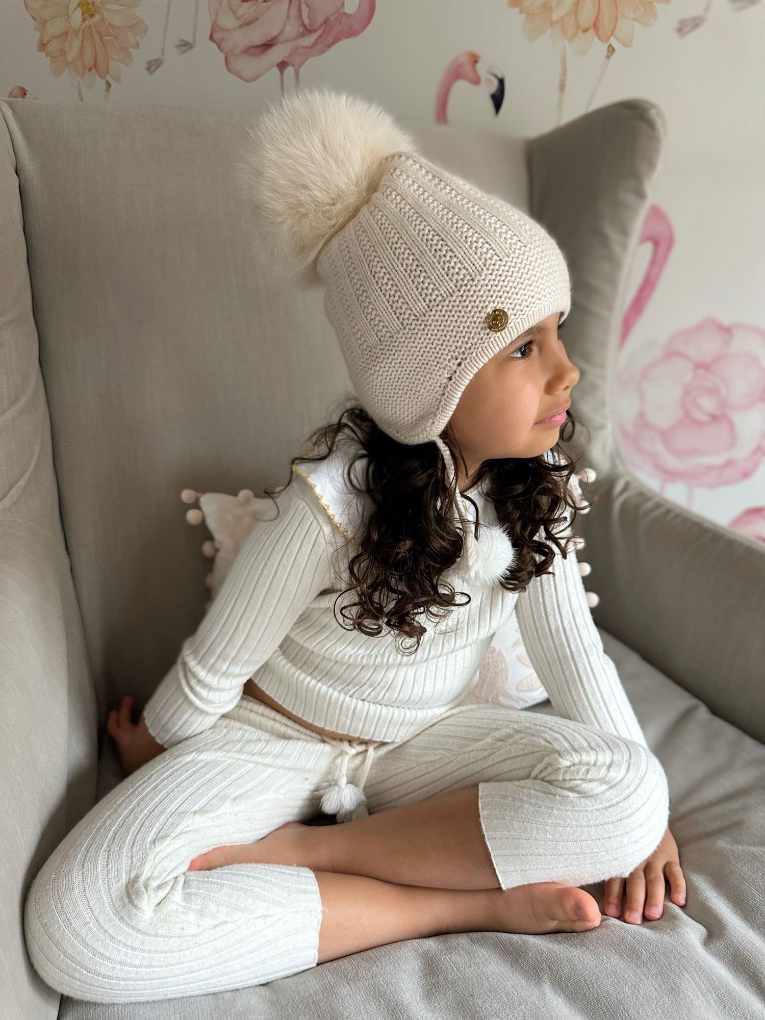 Unisex | London Cashmere Aviator Hat | Beige